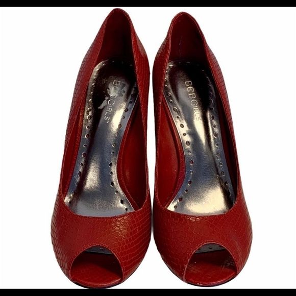 BCBGirls Red snake print wedge heels size 7.5 - Picture 5 of 5